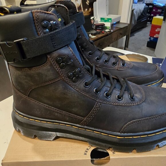 Dr. Martens Combs Leather Brown Military Combat Boots RARE SZ 12 MENS 27804201 - Picture 5 of 16